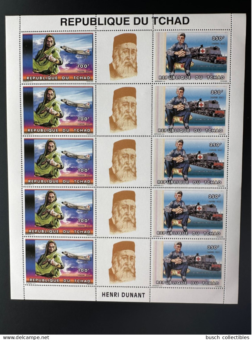 Tchad Chad Tschad 1996 Mi. 1353a - 1354a A Sheet Croix-Rouge Rotes Kreuz Red Cross Henry Dunant Avion Airplane Railways - Henry Dunant