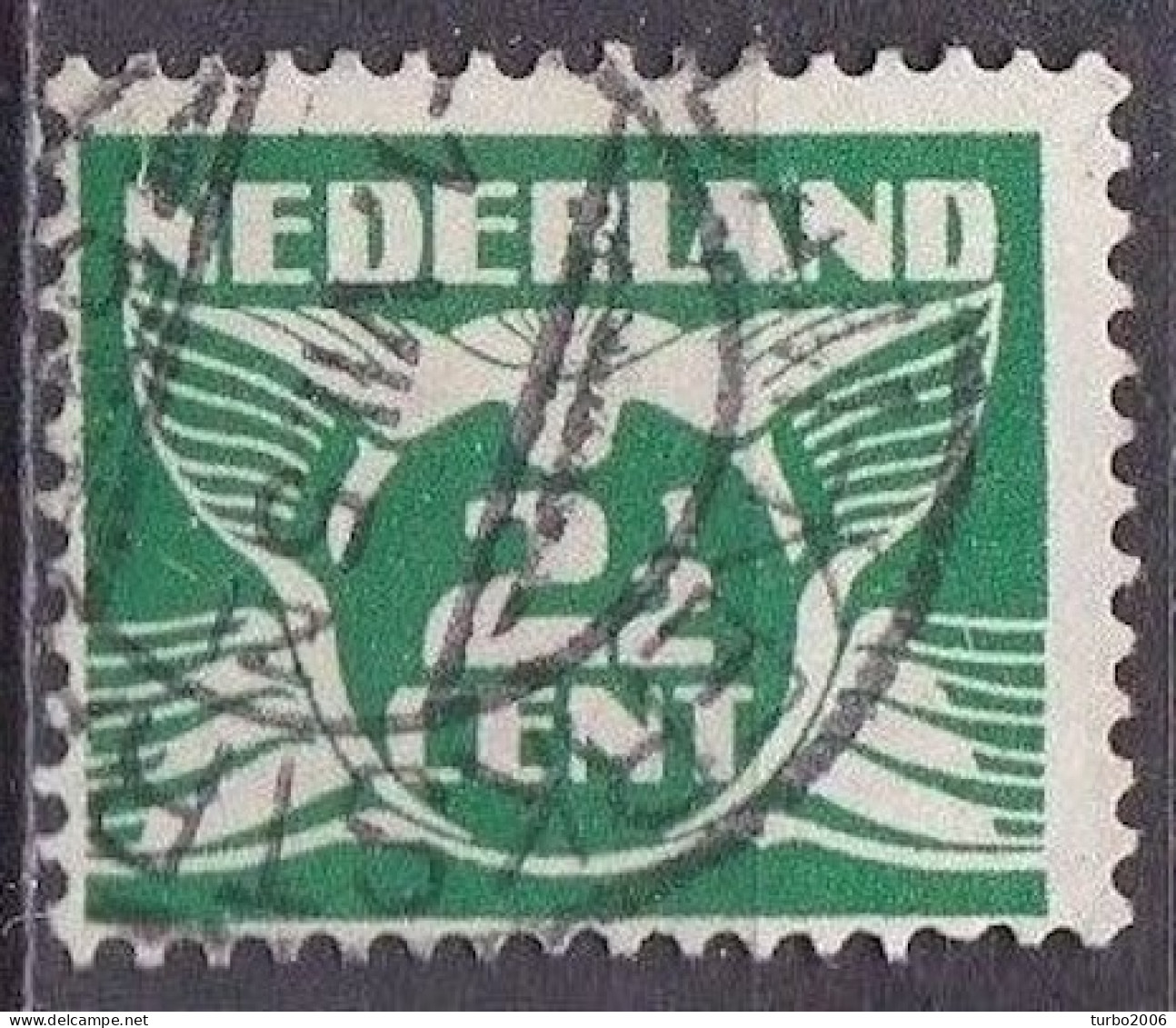 Wit Verticaal Streepje Onderin Rechts In 1924-1925 Vliegende Duif 2½ Ct Groen Zonder WM NVPH 146 - Variétés Et Curiosités