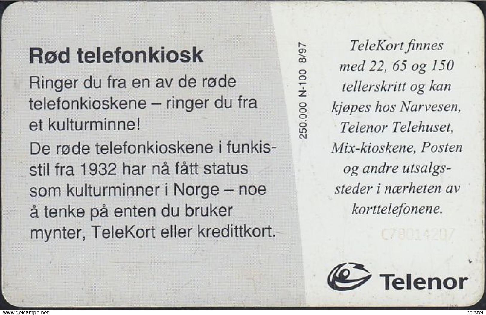 Norway - N100 Red Phone Box - Telefonzelle - C78014207 - Norvège