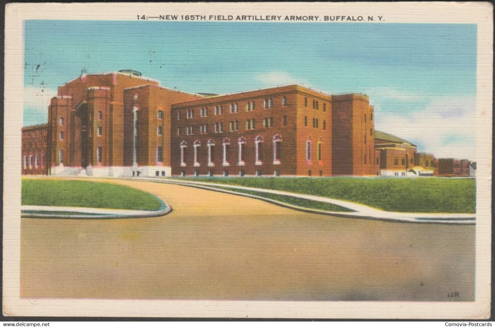 New 165th Field Artillery Armory, Buffalo, New York, 1938 - Miller Art Co Postcard - Buffalo