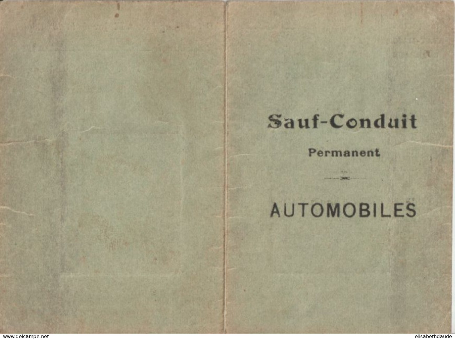 1914 - CARTE SAUF-CONDUIT PERMANENT De L'ETAT-MAJOR 18° REGION à BORDEAUX (GIRONDE) - MAIRE De TRESSES - 1914-18