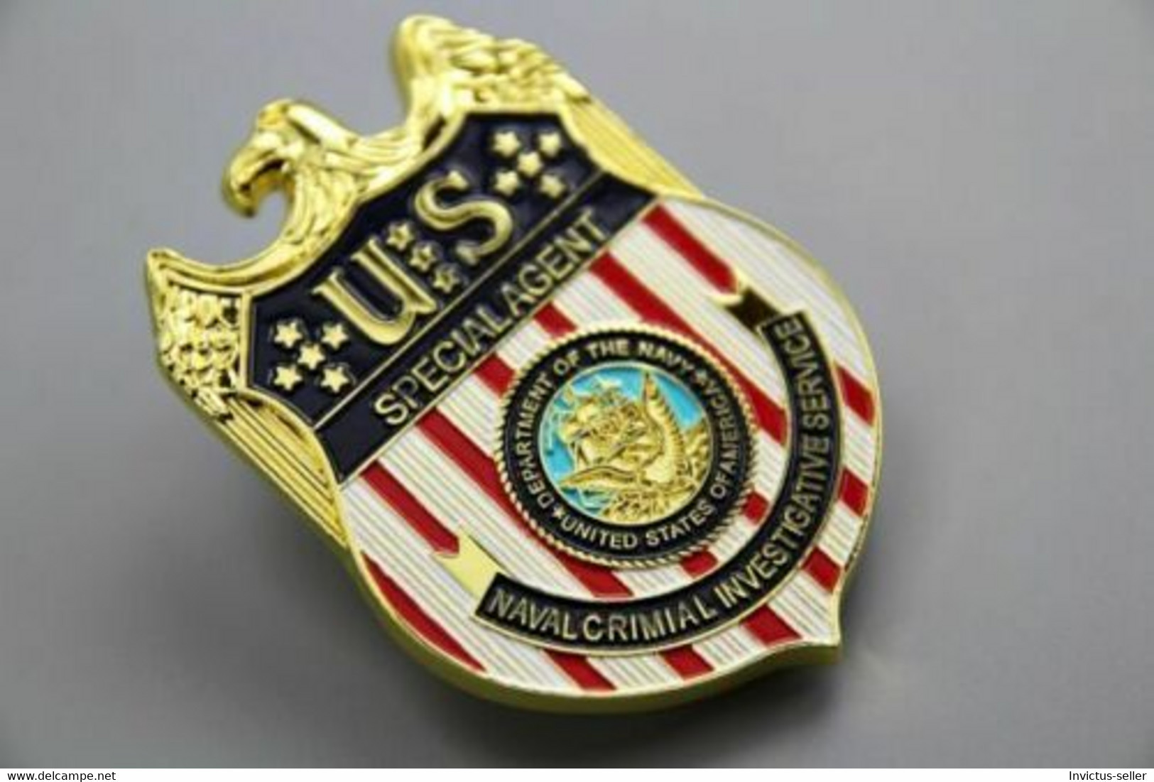 US POLICE BADGE POLIZIA DISTINTIVO SPECIAL AGENT NAVAL CRIMIAL INVESIGATIVE SERVICE MILITARY MARINE CORPS USA