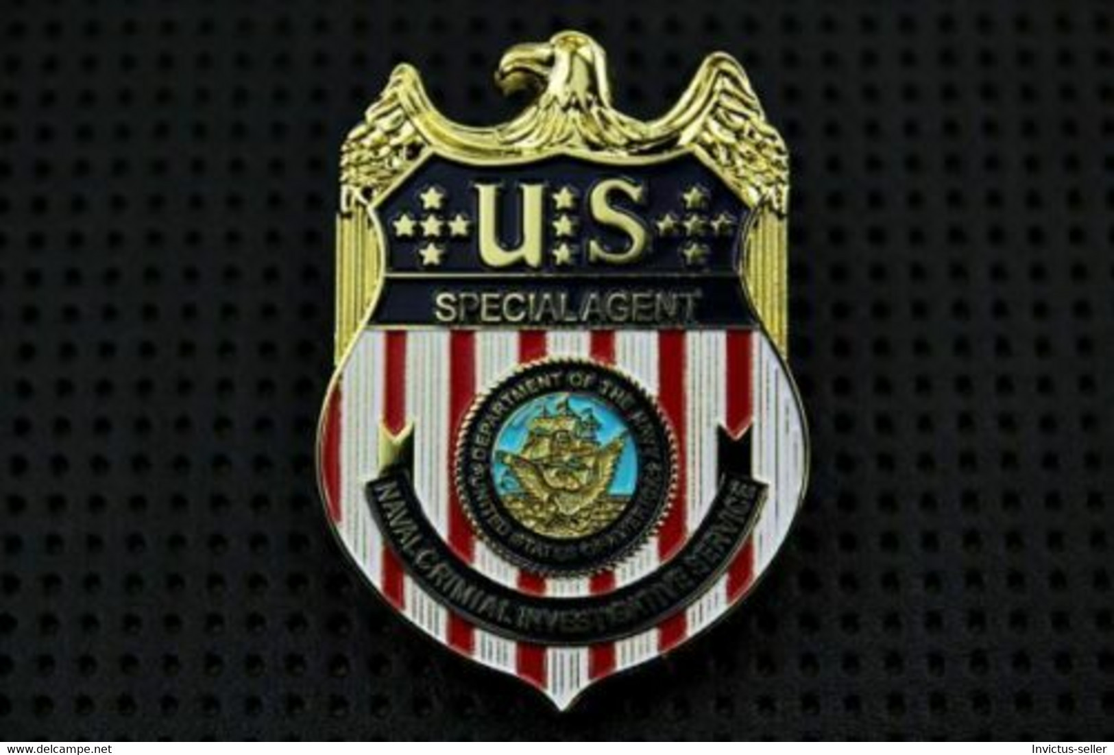 US POLICE BADGE POLIZIA DISTINTIVO SPECIAL AGENT NAVAL CRIMIAL INVESIGATIVE SERVICE MILITARY MARINE CORPS USA