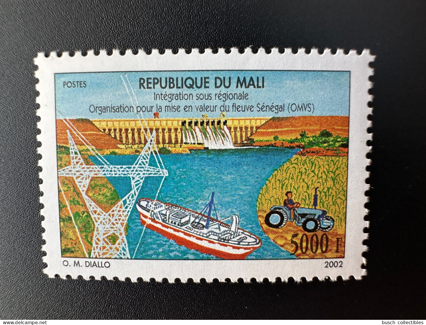Mali 2002 Mi. 2592 I 5000F Intégration Sous Régionale Fleuve Sénégal OMVS Bateau Ship Boat Boot Tracteur Traktor Barrage - Mali (1959-...)