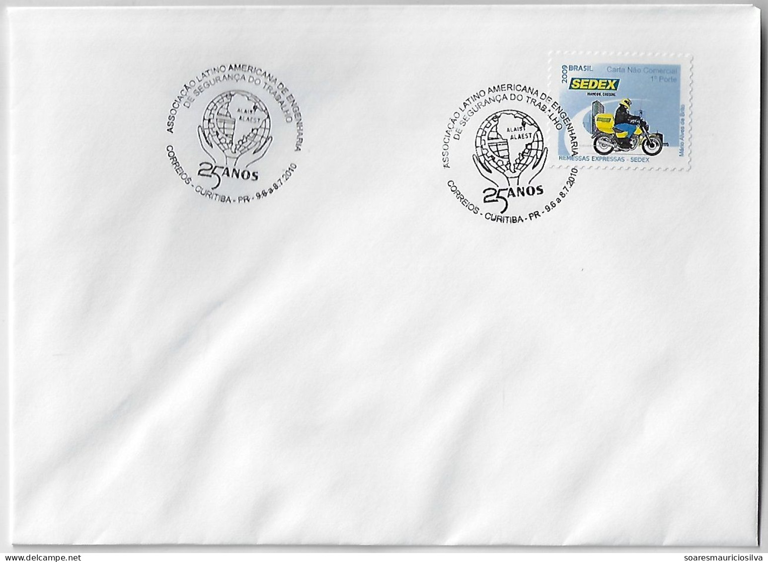 Brazil 2010 Cover Commemorative Cancel 25 Years Of The Latin American Association Of Occupational Safety Engineering - Lettres & Documents