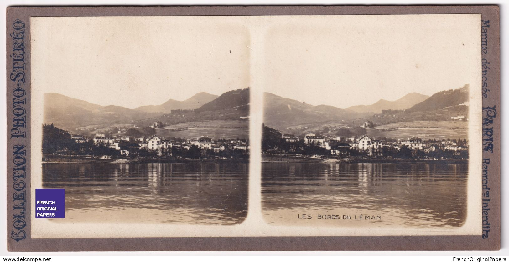 Les Bords Du Lac Léman à Montreux Clarens Vaud - Photo Stéréoscopique 1900 Suisse Alpes Bateau C11-8 - Stereo-Photographie