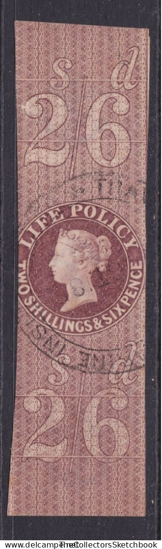 GB Fiscals / Revenues Life Policy 2/-6d Red - Brown Barefoot 5 Good Used. Scarce Stamp - Fiscaux