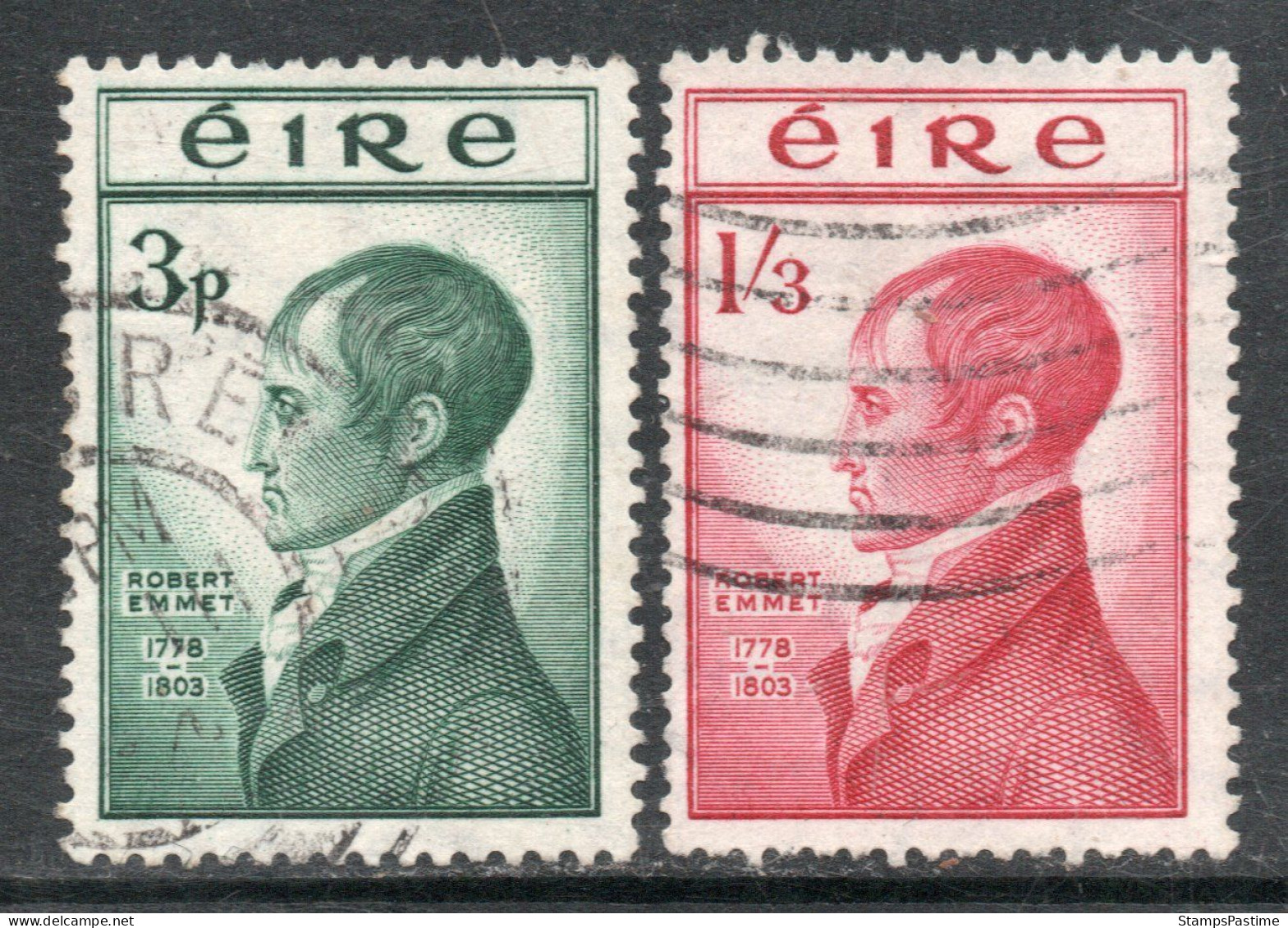 Serie Completa X2 Sellos De IRLANDA; 150° ANIV. DE LA EJECUCIÓN DEL PATRIOTA ROBERT EMMET 1953 - Valorizada En U$S 26.35 - Gebruikt