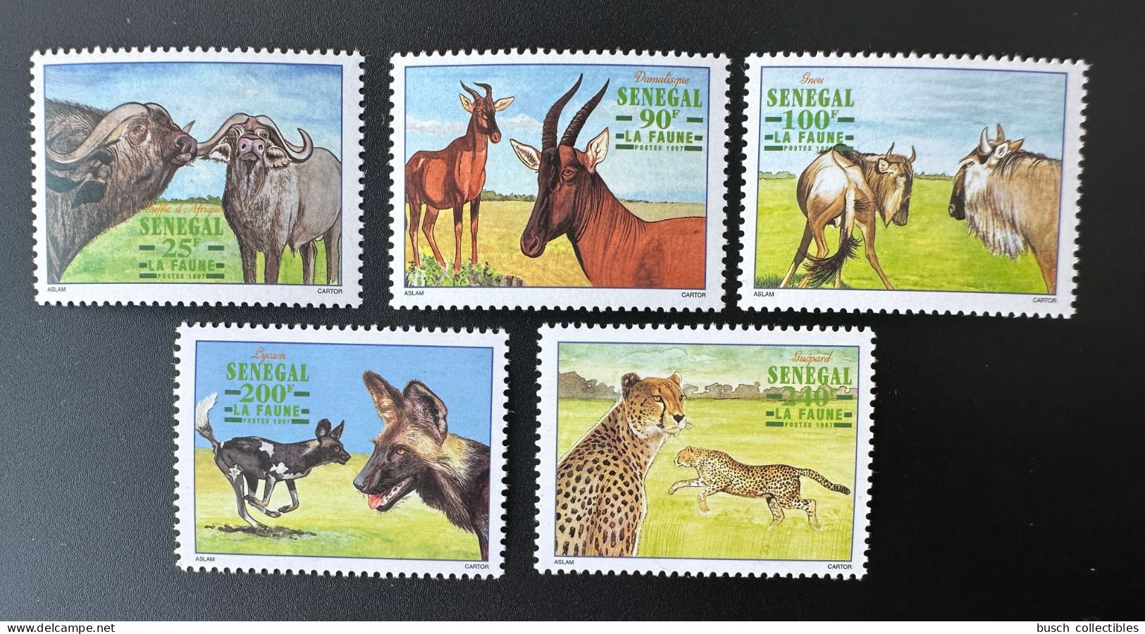 Sénégal 1997 Mi.1480 - 1484 Faune Fauna Leopard Panther Hyene Hyena Buffle Set Of 5 - Big Cats (cats Of Prey)