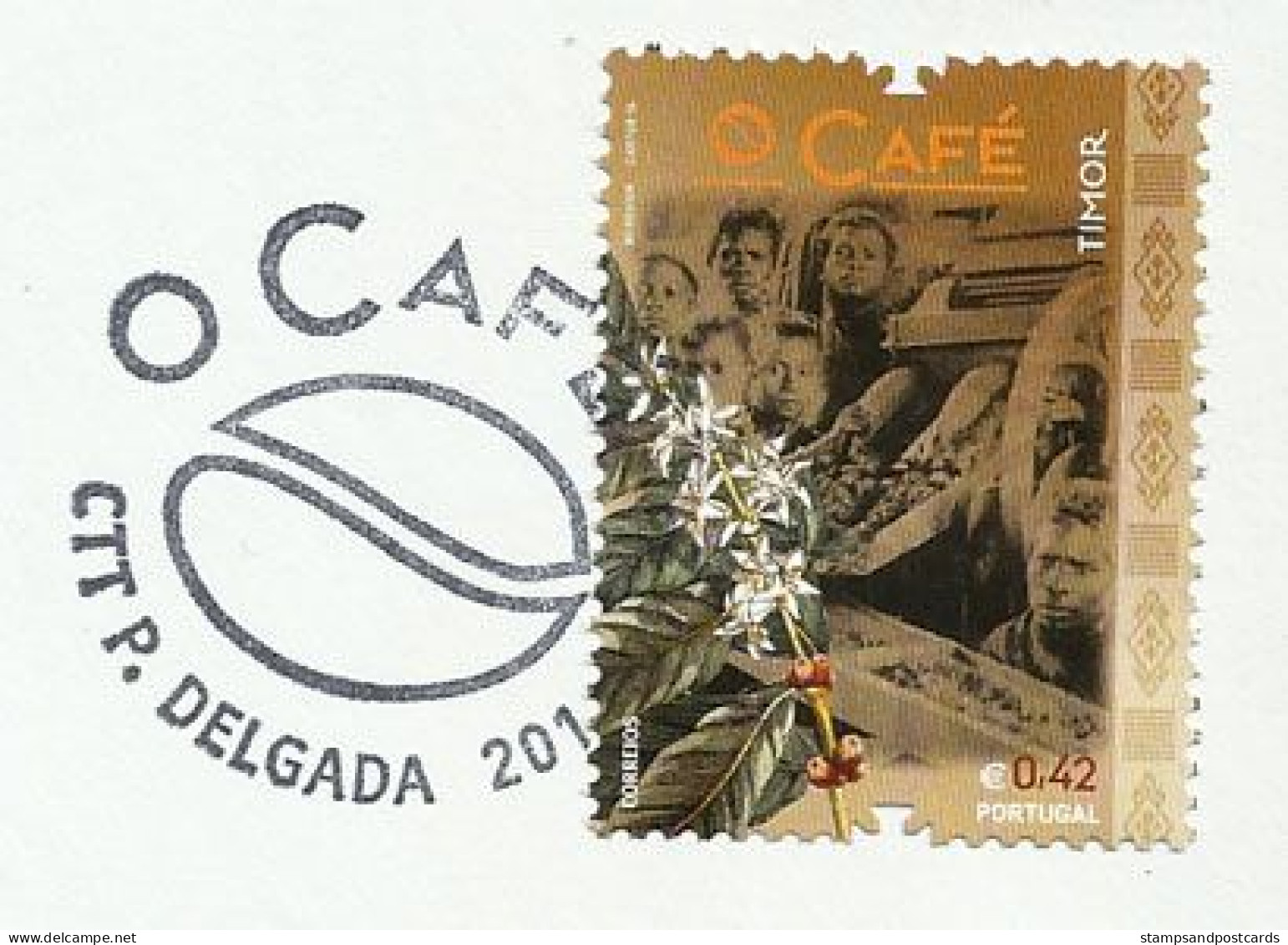 Portugal 2014 Café Timor FDC Voyagé Ponta Delgada Açores Portugal Postally Used FDC Azores Pmk East Timor Coffee - FDC