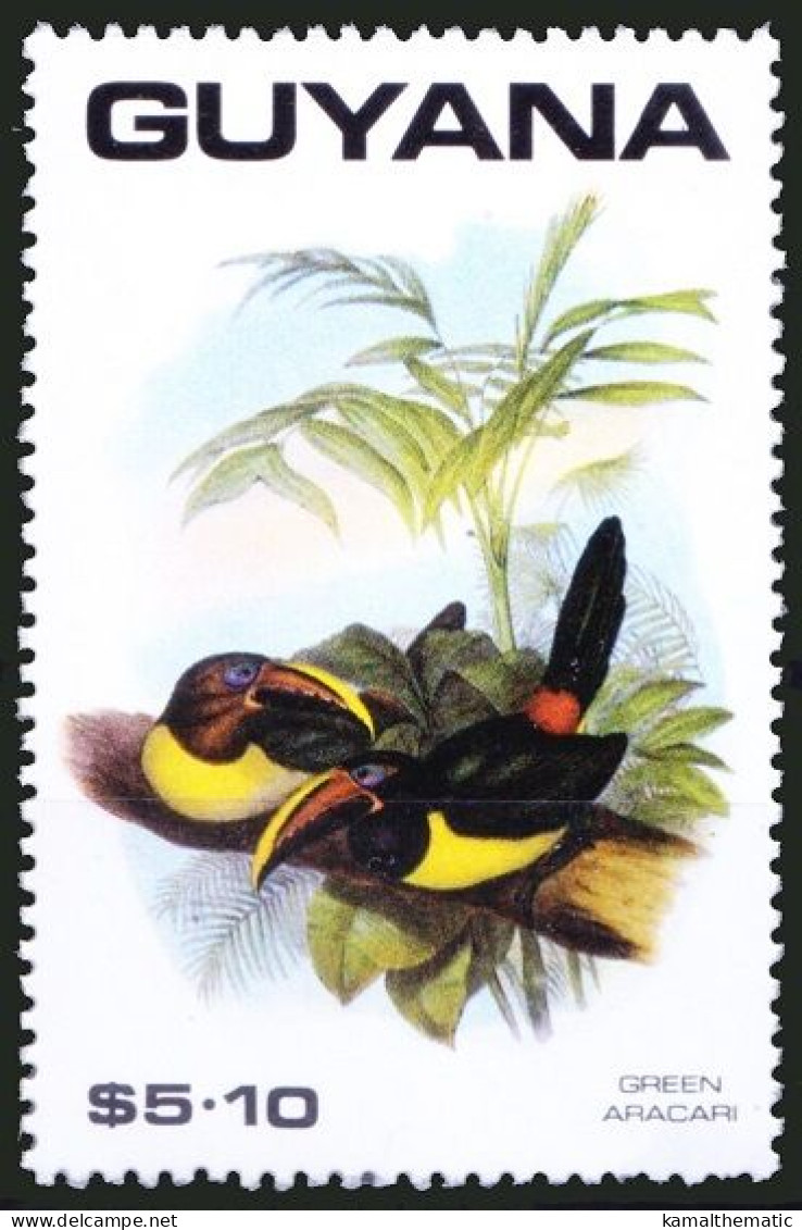 Green Aracari (Pteroglossus Viridis), Birds, Guyana 1990 MNH - Coucous, Touracos