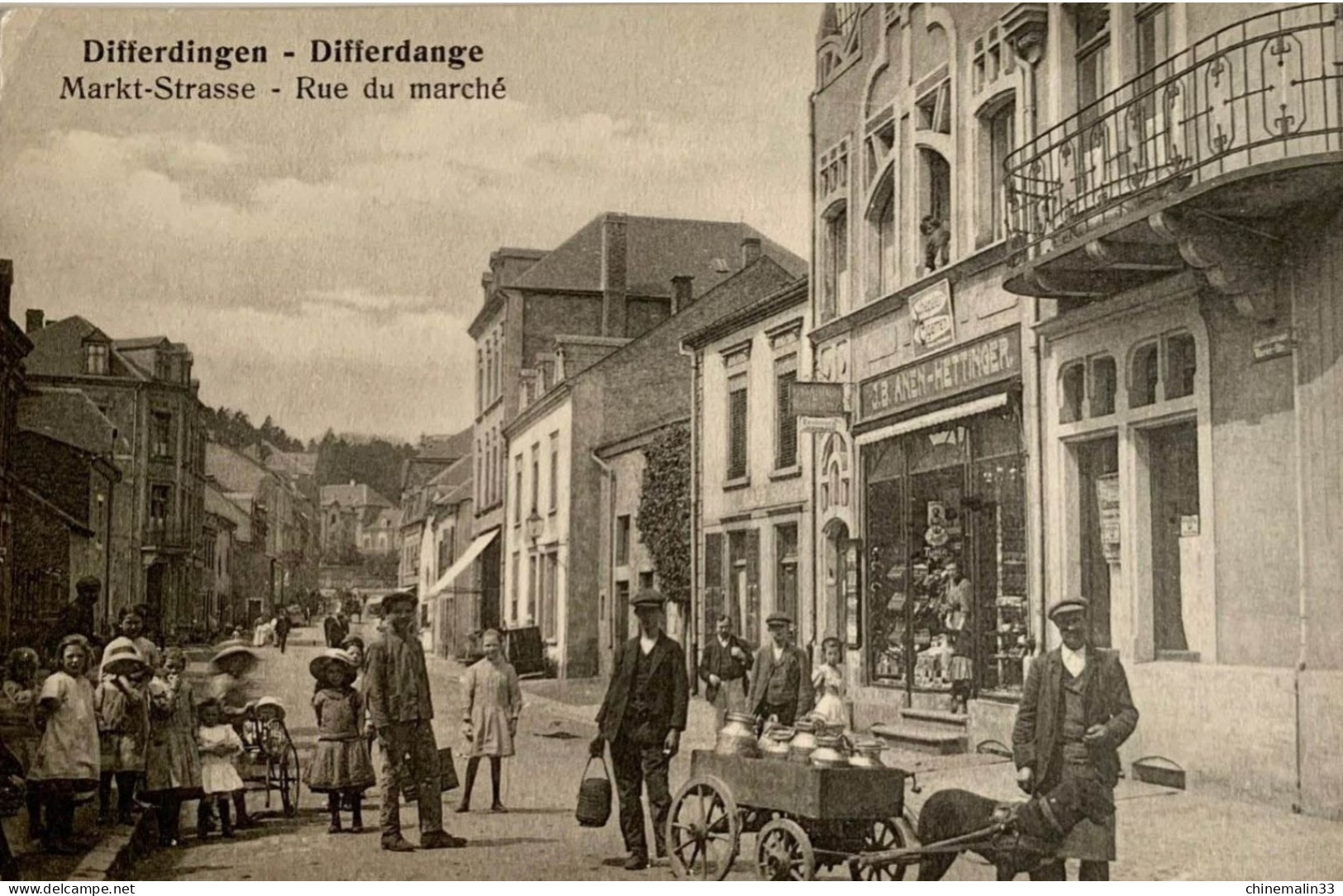 LUXEMBOURG DIFFERDINGEN-DIFFERDANGE MARKT STRASSE TRÈS BELLE  ANIMATION  9X14 REIMPRESSION DE CARTES ANCIENNES - Differdange