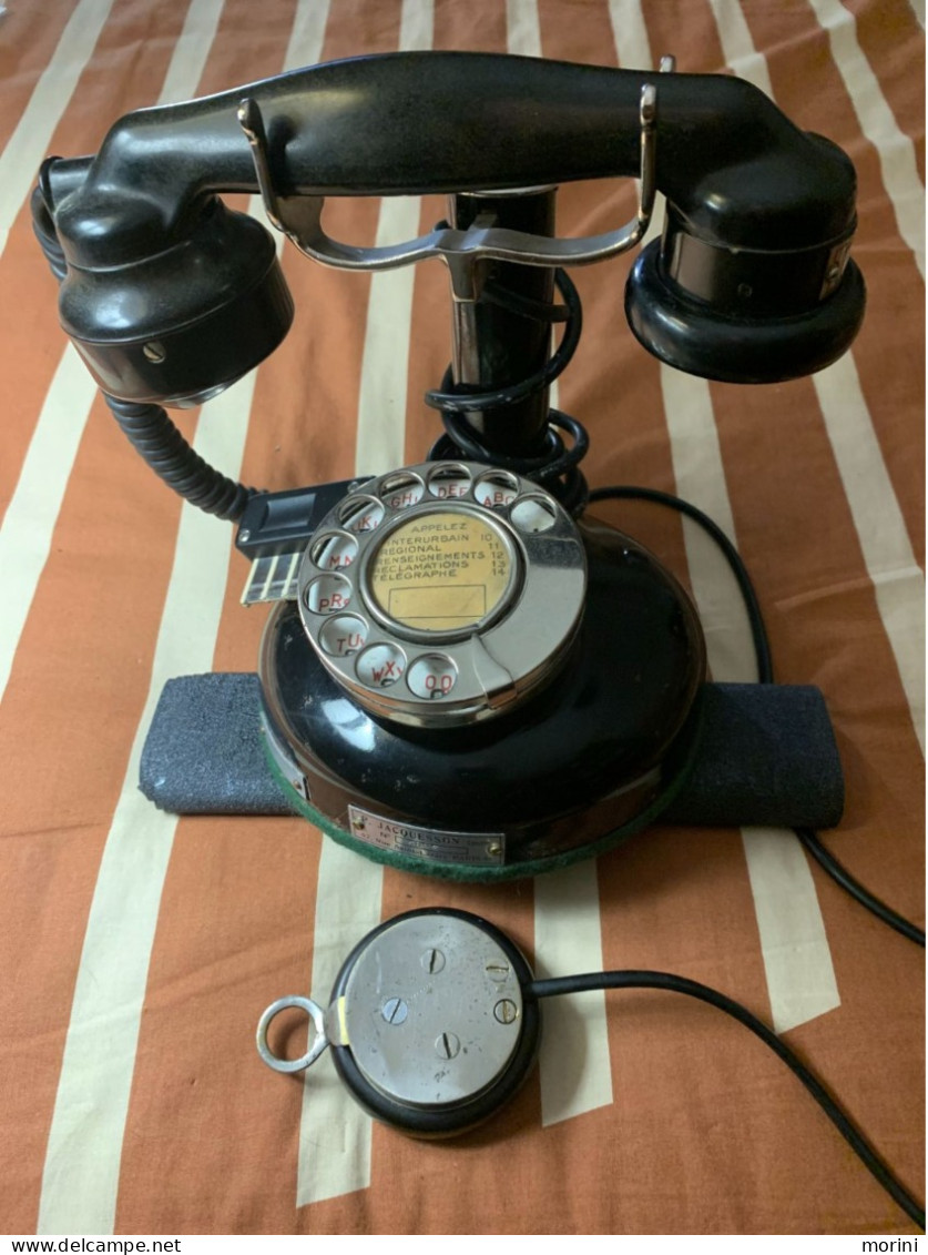 Vieux Telephone 1924 Jacquesson .  Avec Sonnette D'époque . - Telefonia