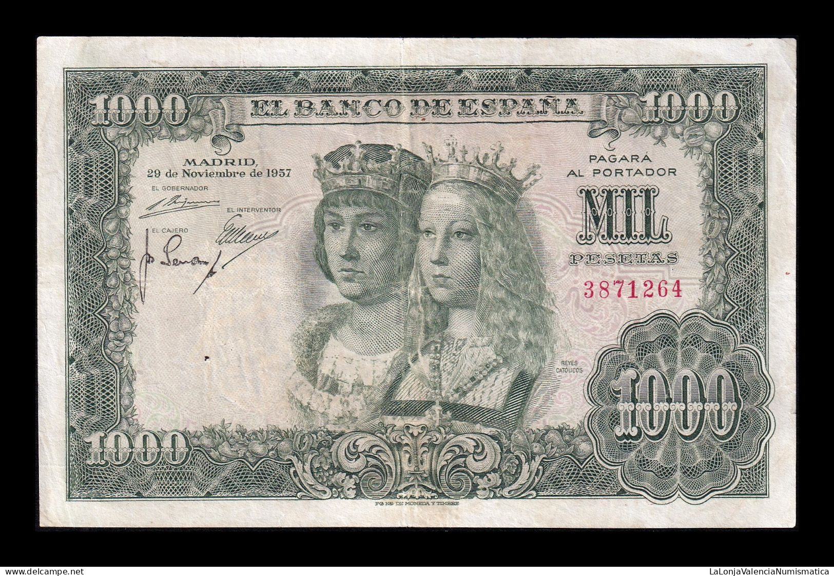 España Spain 1000 Pesetas Reyes Católicos 1957 Pick 149 Sin Serie Mbc Vf - 1000 Peseten