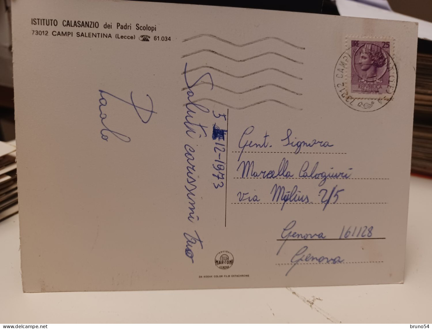 Cartolina Campi Salentina Provincia Lecce,istituto Convitto Calasanzio Dei Padri Scolopi 1973 - Lecce