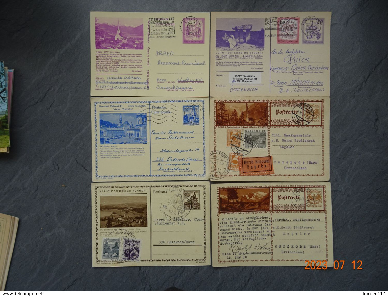 18 VERSCHILLENDE GEBRUIKTE GELE BRIEFKAARTEN - Collections & Lots