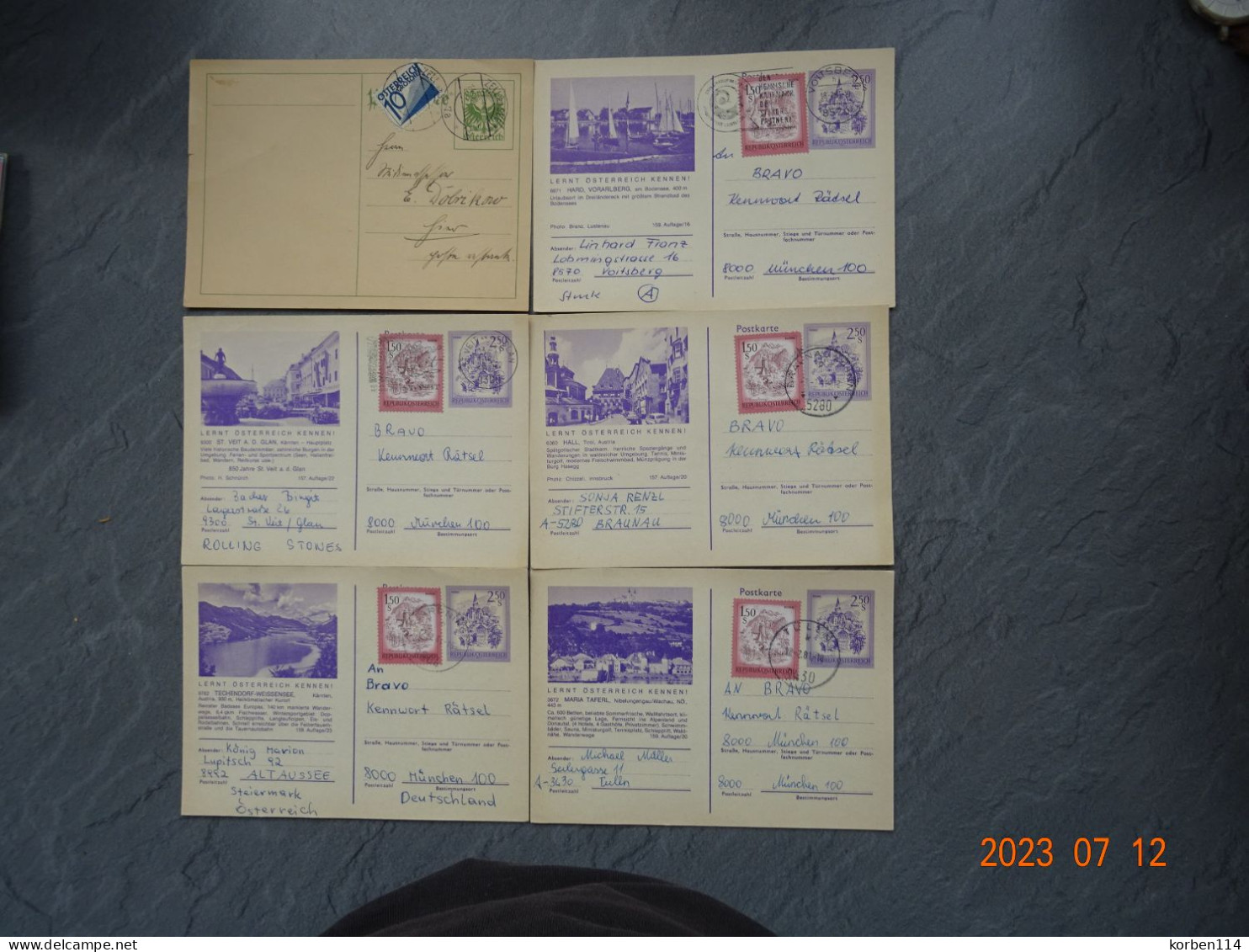 18 VERSCHILLENDE GEBRUIKTE GELE BRIEFKAARTEN - Collections & Lots