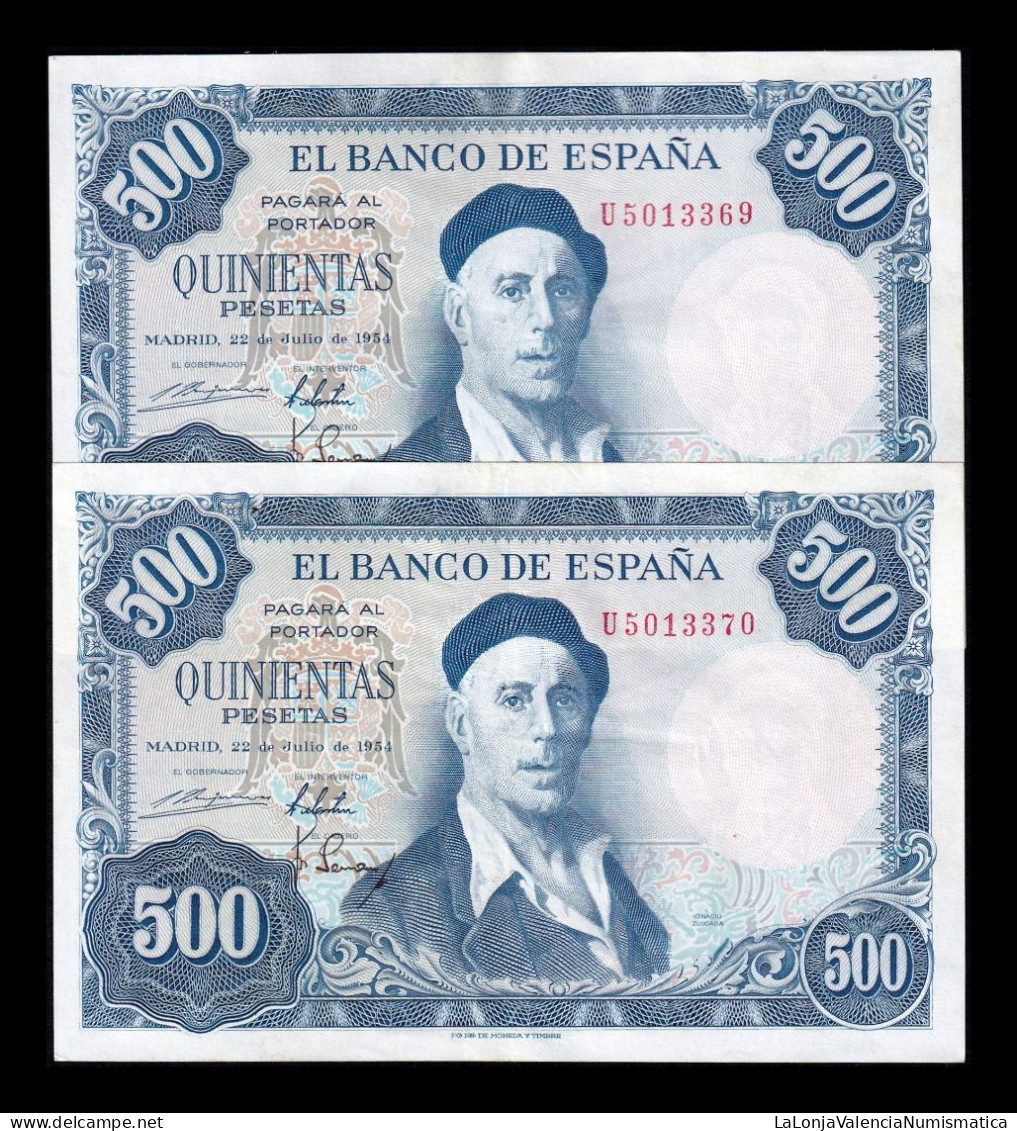 España Spain Pareja 500 Pesetas Ignacio Zuloaga 1954 Pick 148 Serie U Ebc Xf - 500 Pesetas