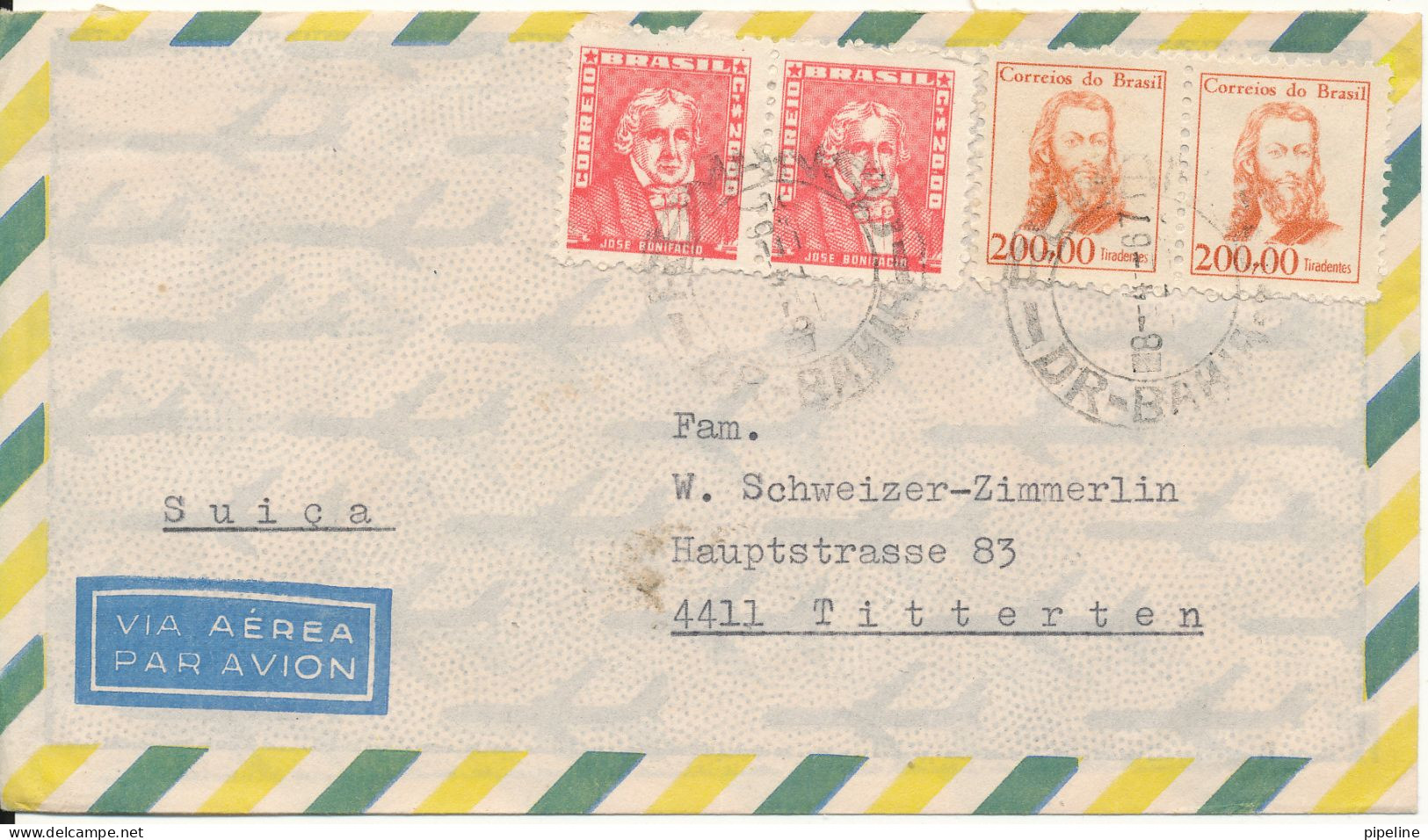Brazil Air Mail Cover With More Stamps Sent To Switzerland 8-4-1967 - Covers & Documents