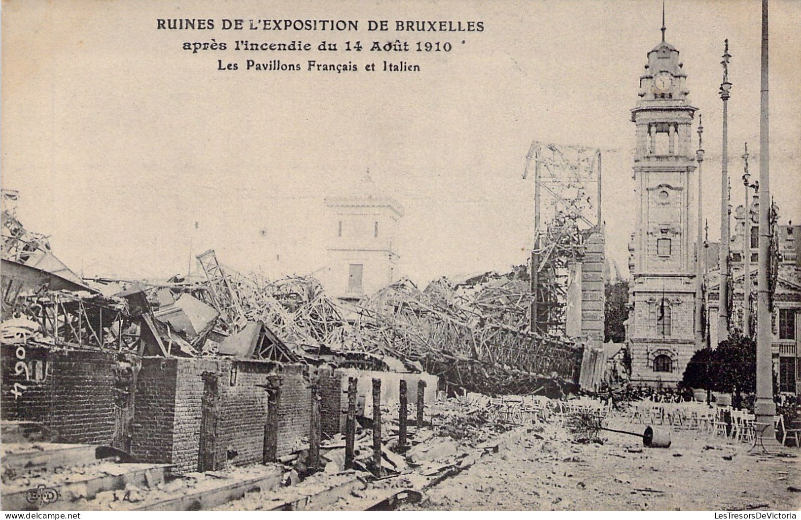 BELGIQUE - BRUXELLES - Exposition Universelle 1910 - Incendie - Les Pavillons Français Et Itali - Carte Postale Ancienne - Exposiciones Universales