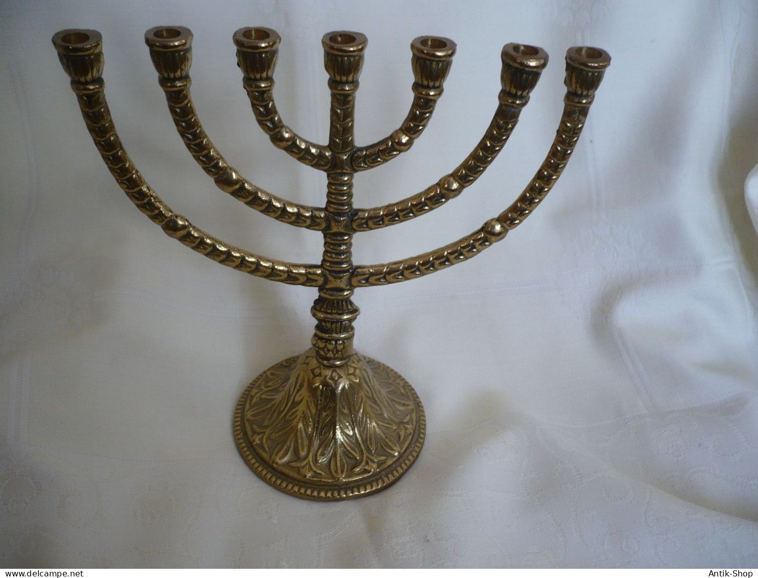 Jüdischer Chanukka Leuchter - 7-Armig -  Aus Messing - Inschrift: JERUSALEM   (1117) - Candelabri E Candelieri