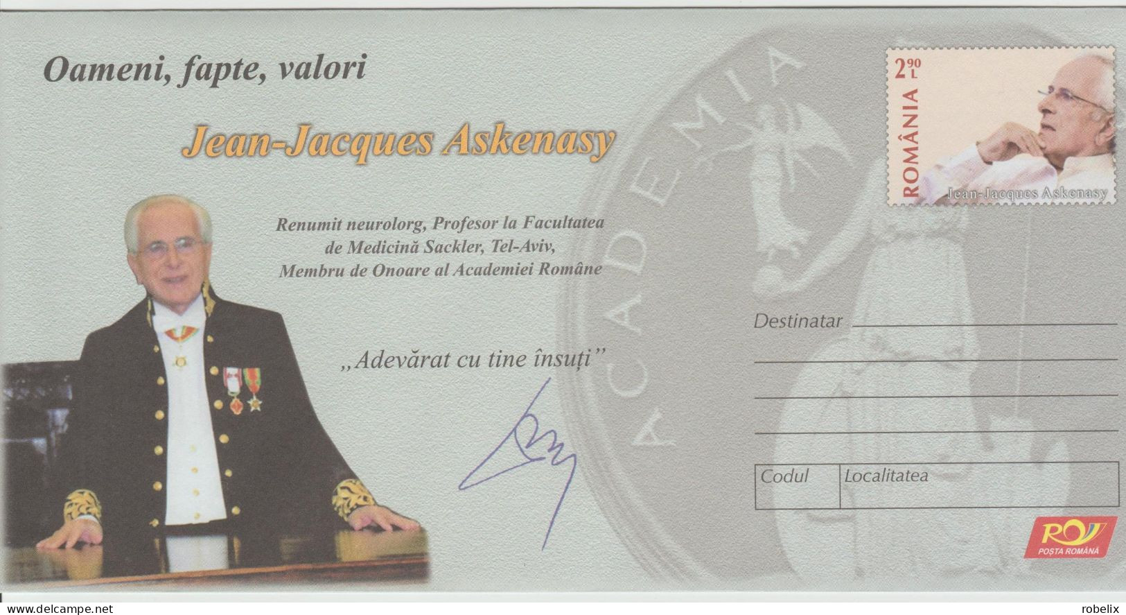 ROMANIA 2023  JEAN JACQUES ASKENASY Neurologist, Professor At The Sackler Faculty Of Medicine, Tel-Aviv Cover Stationery - Lettres & Documents