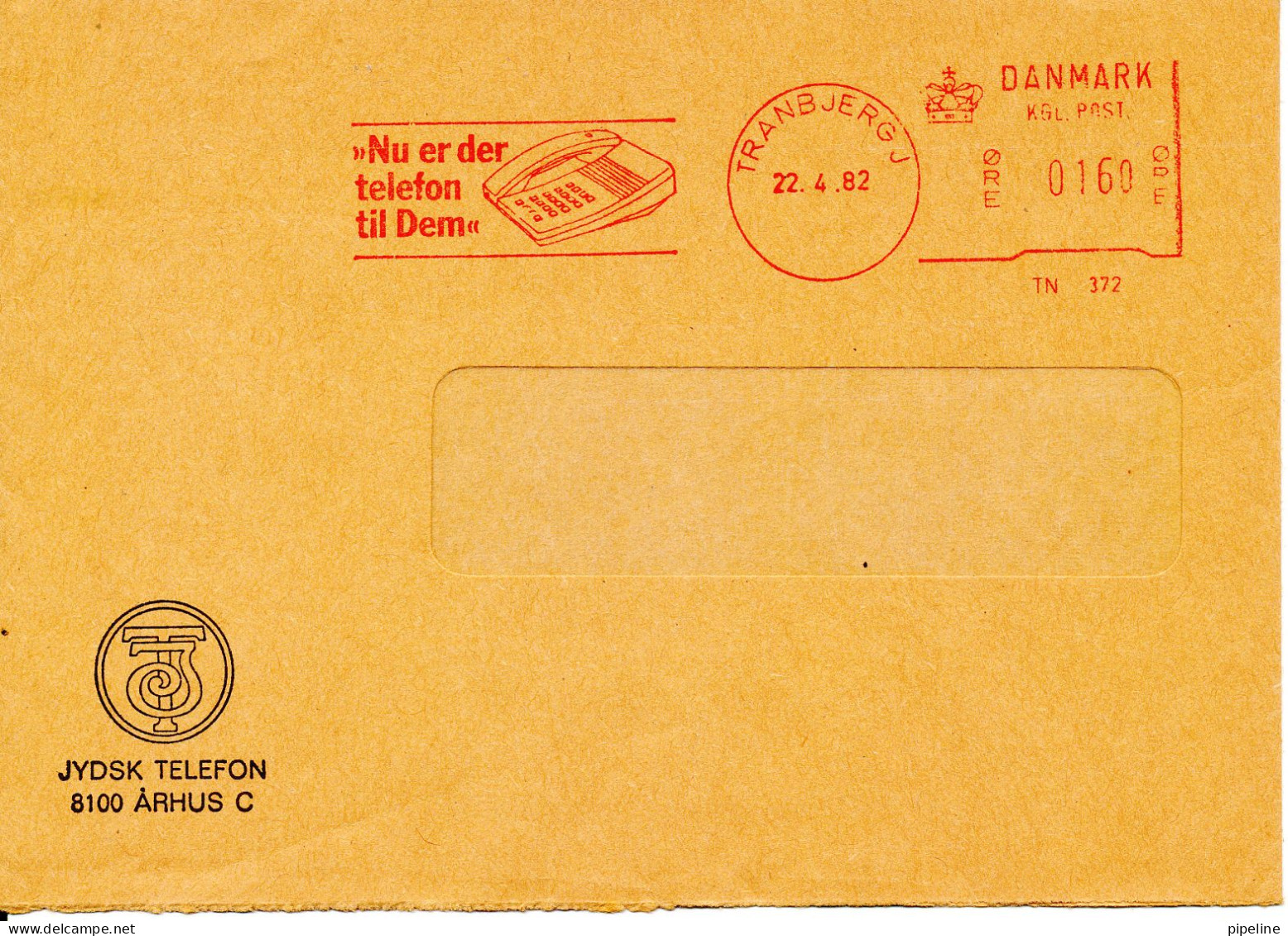 Denmark Cover With Meter Cancel Tranbjerg 22-4-1982 (Jydsk Telefon) - Briefe U. Dokumente