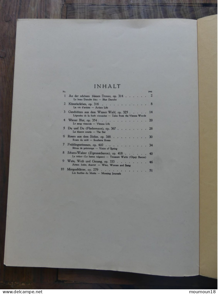Nur Walzer Von Strauss Transcriptions Faciles Pour Piano Des Dix Plus Belles Max Eschig Edition Schott 150 - Tasteninstrumente