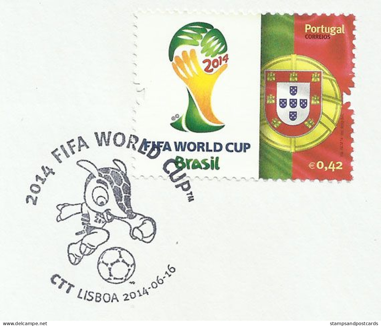 Portugal Mondial Football Brèsil Brasil Drapeau 2014 FDC Voyagé Soccer FIFA World Cup Brazil Flag FDC - FDC