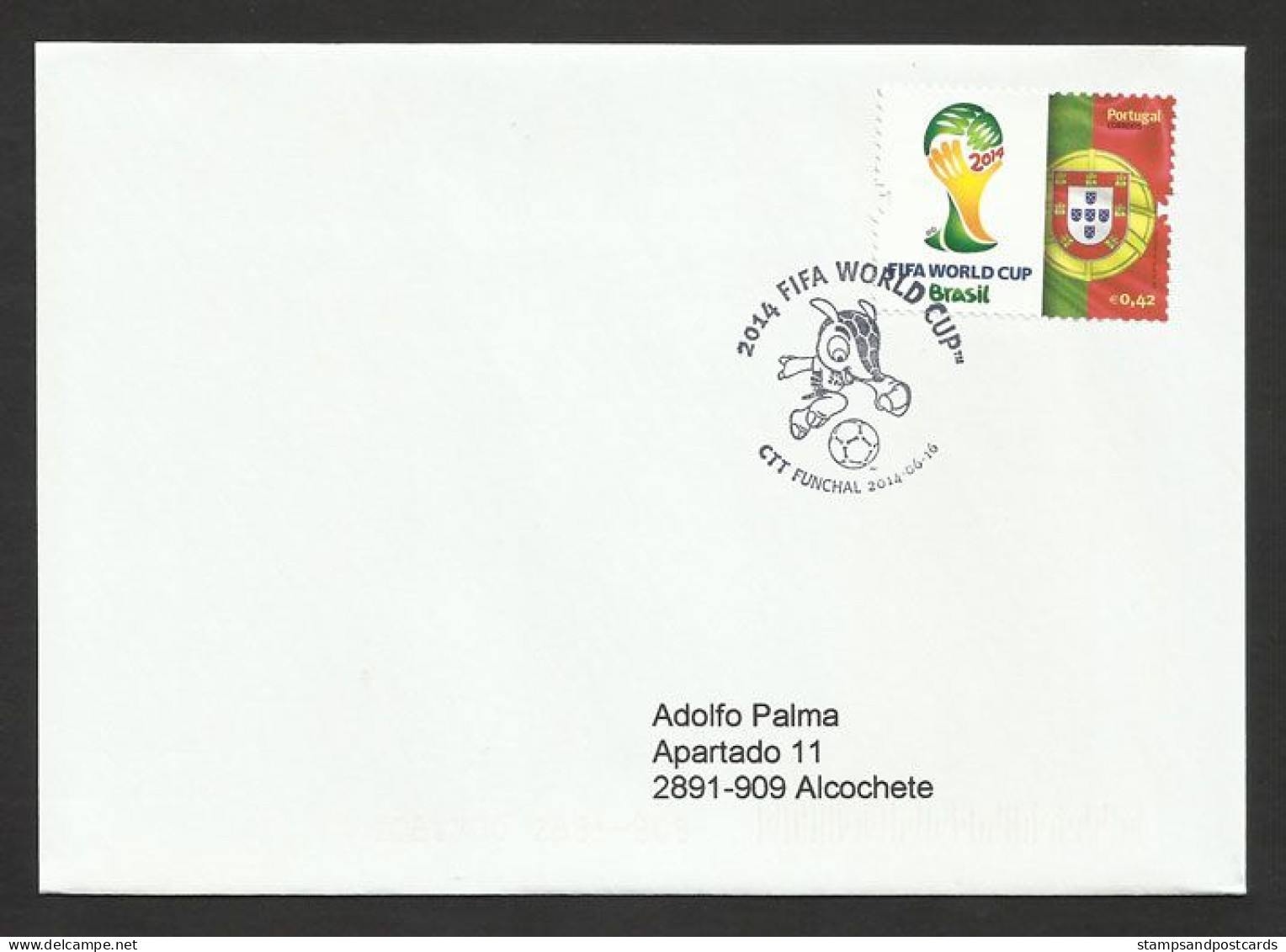 Portugal Mondial Football Brèsil Brasil Drapeau 2014 FDC Madère Voyagé Soccer FIFA World Cup Brazil Flag FDC Madeira - 2014 – Brasilien