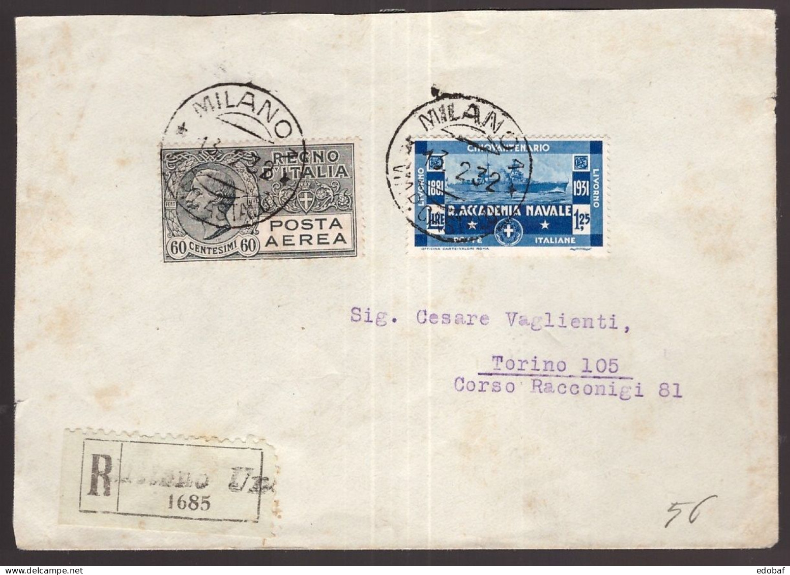 Italia Regno, Raccomandata Del 1932 Con Bella Affrancatura    -DM62 - Storia Postale (Posta Aerea)