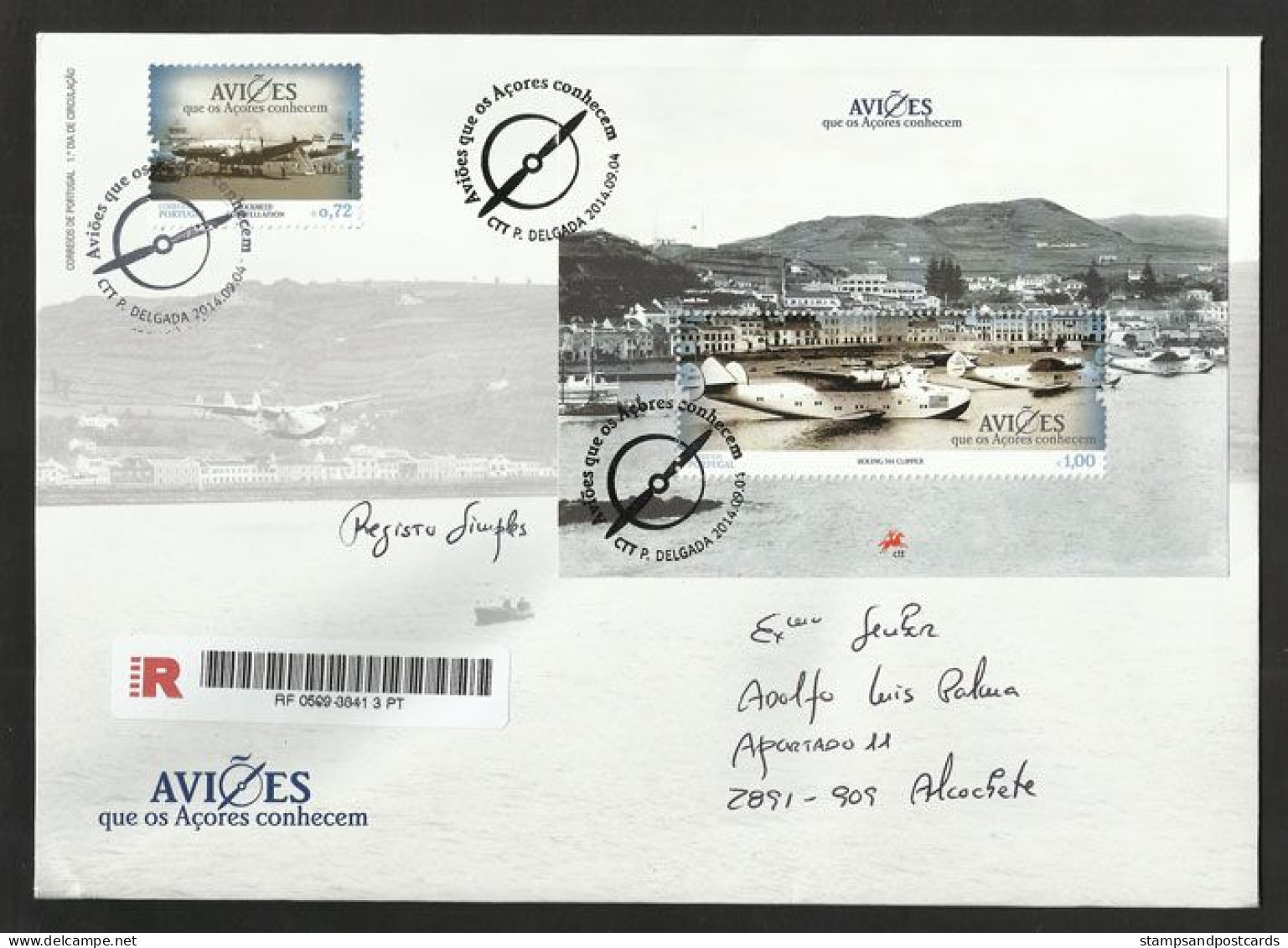 Portugal Azores Avion Hydravion Boeing 314 Clipper 2014 FDC Recommandée Ponta Delgada Açores Flying Boat Plane Planes - FDC