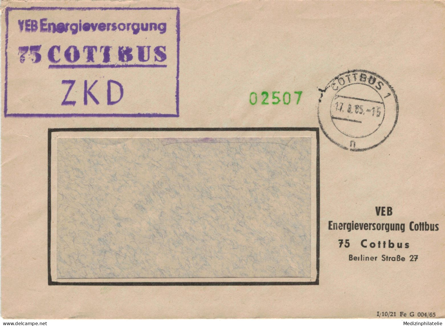 DDR ZKD - 1965 VEB Energieversorgung 75 Cottbus - FK - Usines & Industries