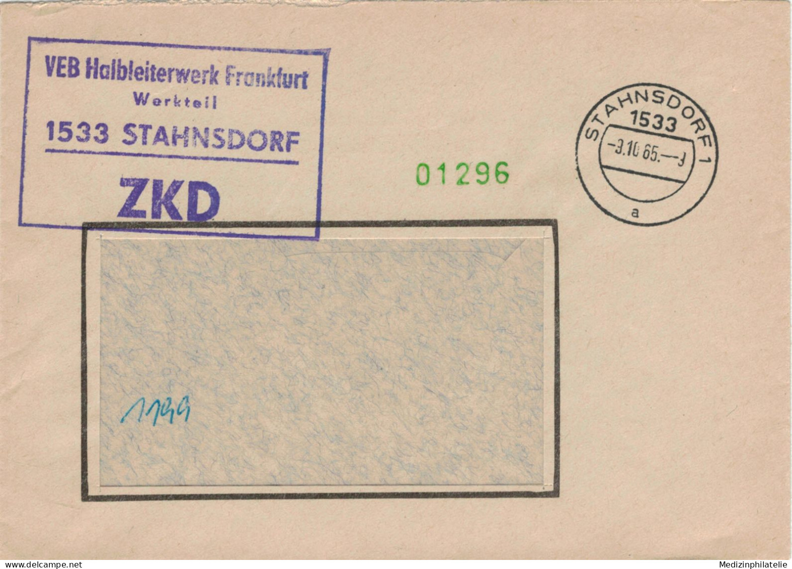 DDR ZKD - 1965 VEB Halbleiterwerk Frankfurt Werkteil 1533 Stahnsdorf - Usines & Industries