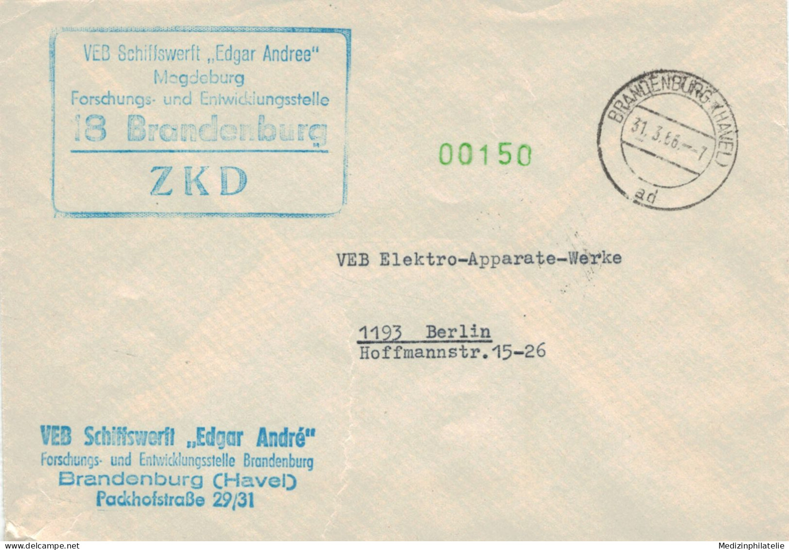 DDR ZKD - 1966 VEB Schiffswerft Edgar Andre Vgl. Etkar Josef André - Forschung Entwicklung Brandenburg Havel - Usines & Industries