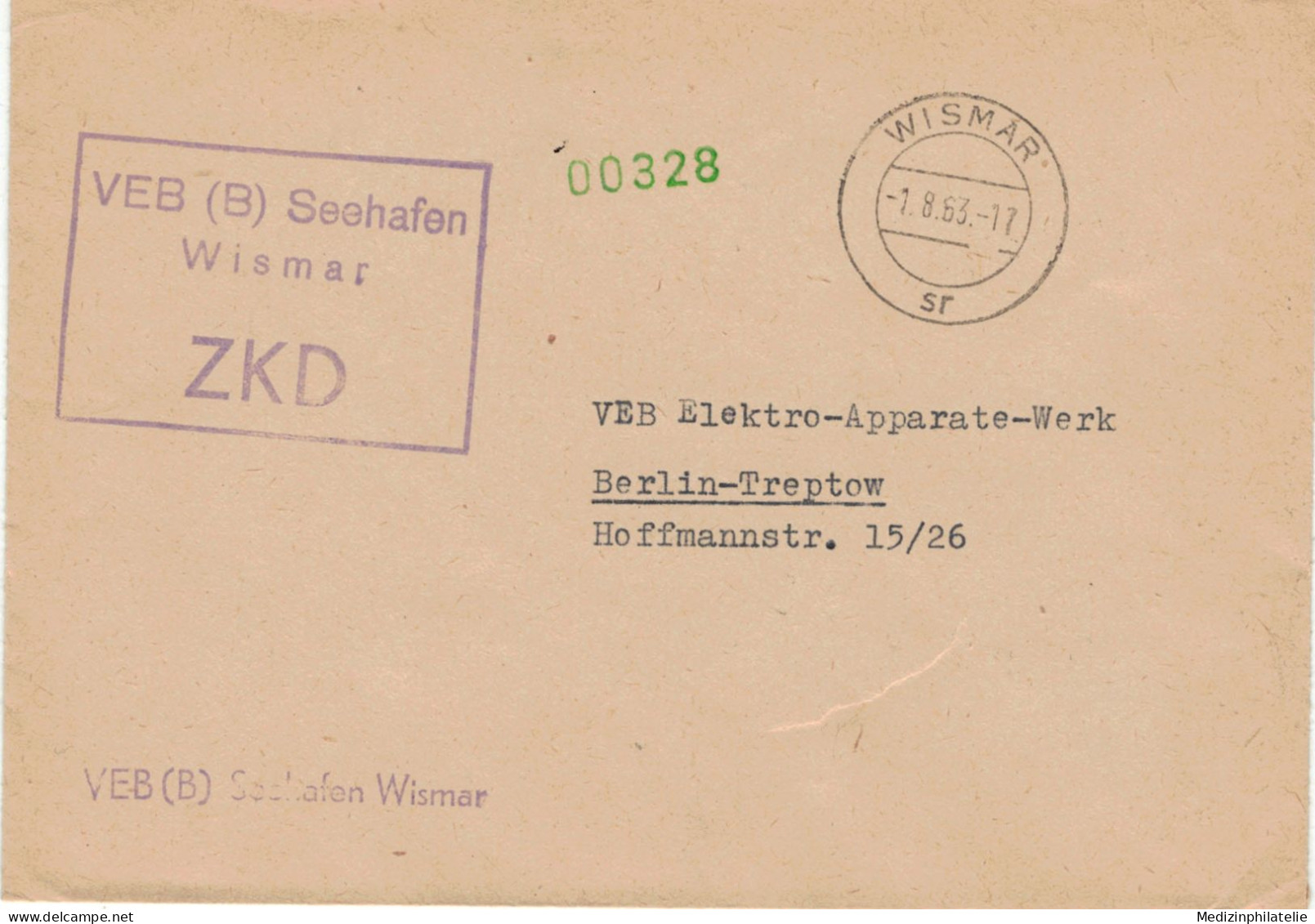DDR ZKD - 1963 VEB (B) Seehafen Wismar > Elektro-Apparate Treptow - Usines & Industries