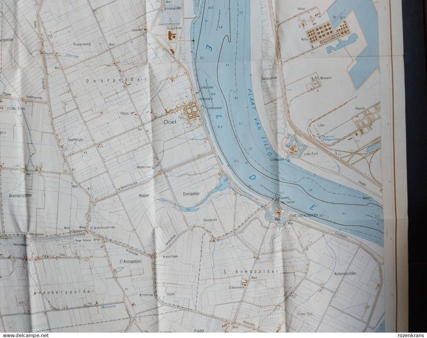 Topografische Kaart Haven Antwerpen Lillo Doel BASF Voor de Havenuitbreiding LINKEROEVER Waaslandhaven Zandvlietsluis