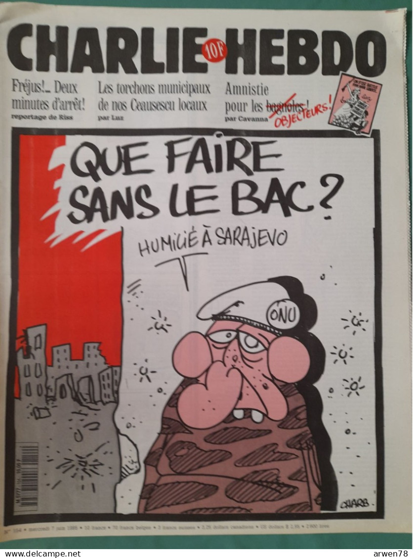 CHARLIE HEBDO 1995 N° 154 ONU QUE FAIRE SANS LE BAC SARAJEVO - Humor