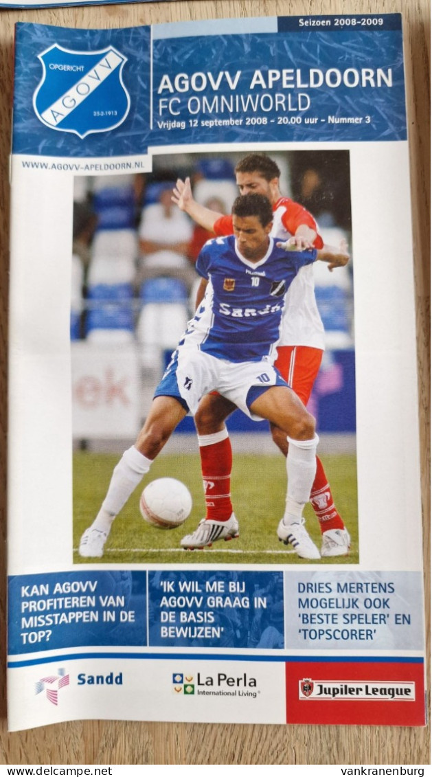 Programme AGOVV Apeldoorn - FC Omniworld - 12.9.2008 - Jupiler League - Holland - Programm - Football - Libros