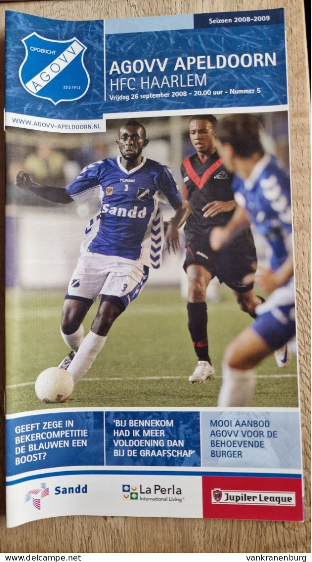 Programme AGOVV Apeldoorn - HFC Haarlem - 26.9.2008 - Jupiler League - Holland - Programm - Football - Libros