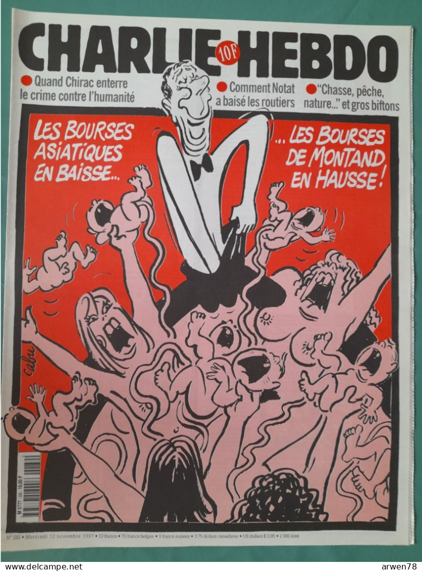 CHARLIE HEBDO 1997 N° 282 LES BOURSES ASIATIQUES EN BAISSE CELLES DE MONTAND EN HAUSSE - Humor