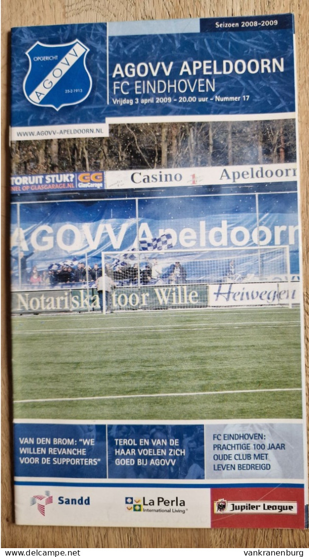 Programme AGOVV Apeldoorn - FC Eindhoven - 3.4.2009 - Jupiler League - Holland - Programm - Football - Boeken