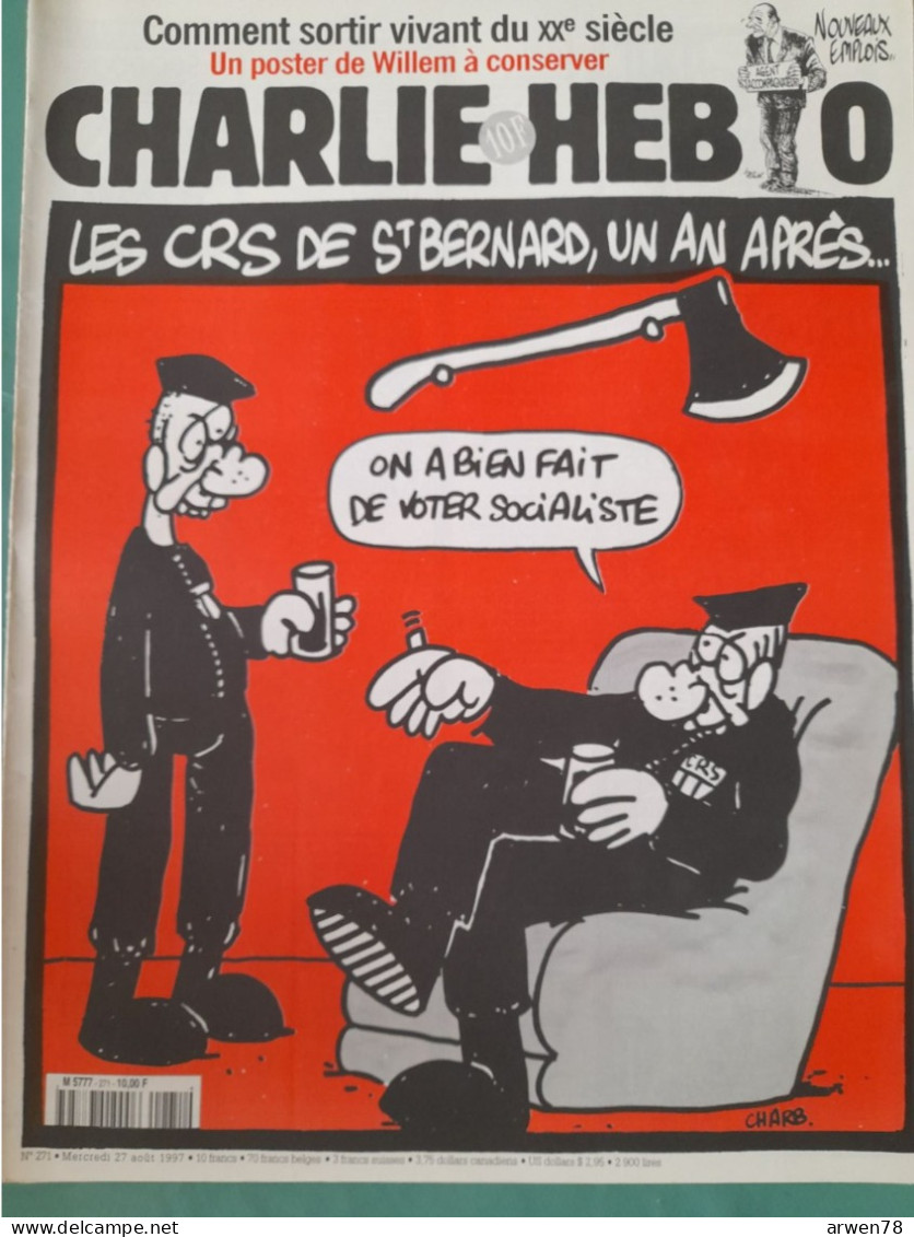 CHARLIE HEBDO 1997 N° 271 LES CRS DE ST BERNARD UN AN APRES - Humor