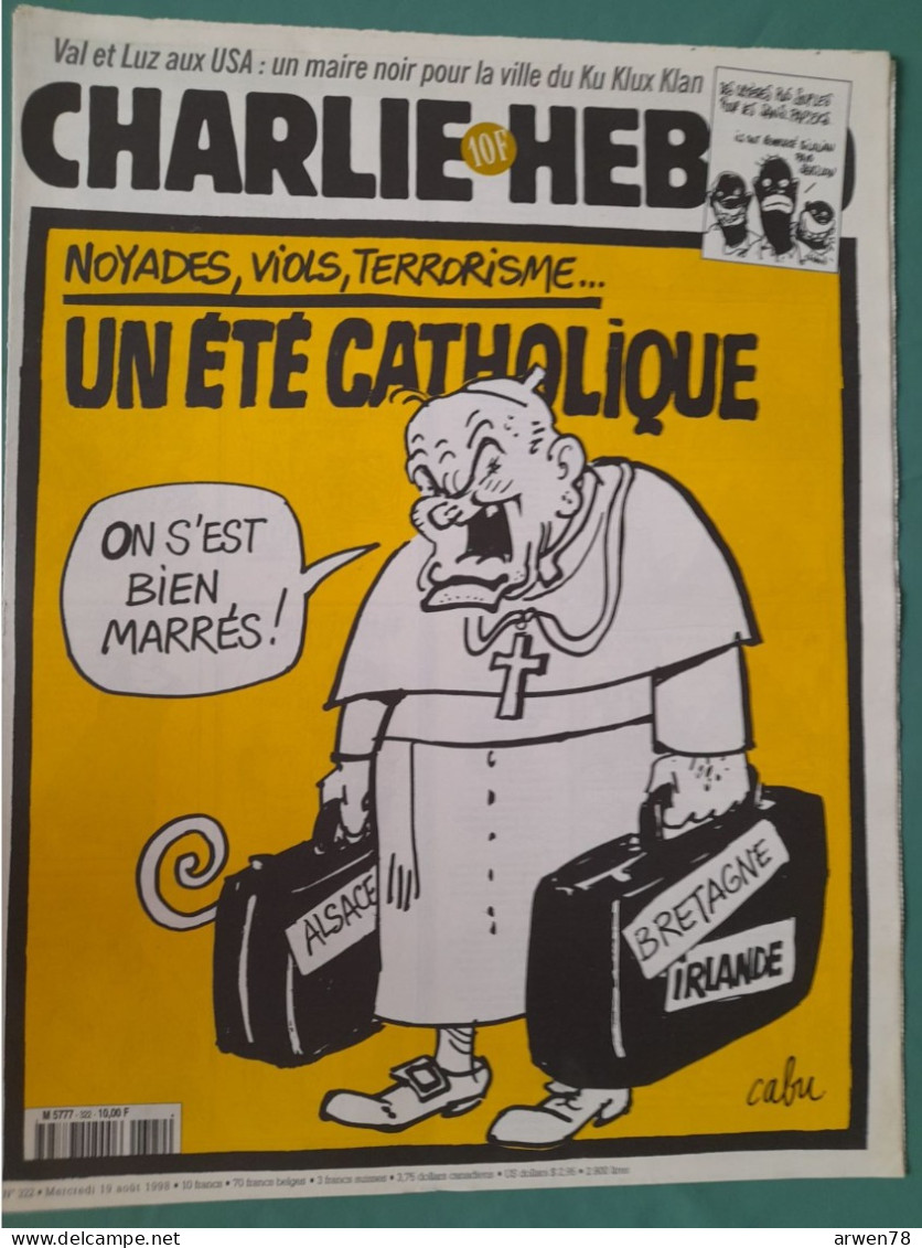 CHARLIE HEBDO 1998 N° 322 LE PAPE UN ETE CATHOLIQUE ON S'EST BIEN MARRES - Humour