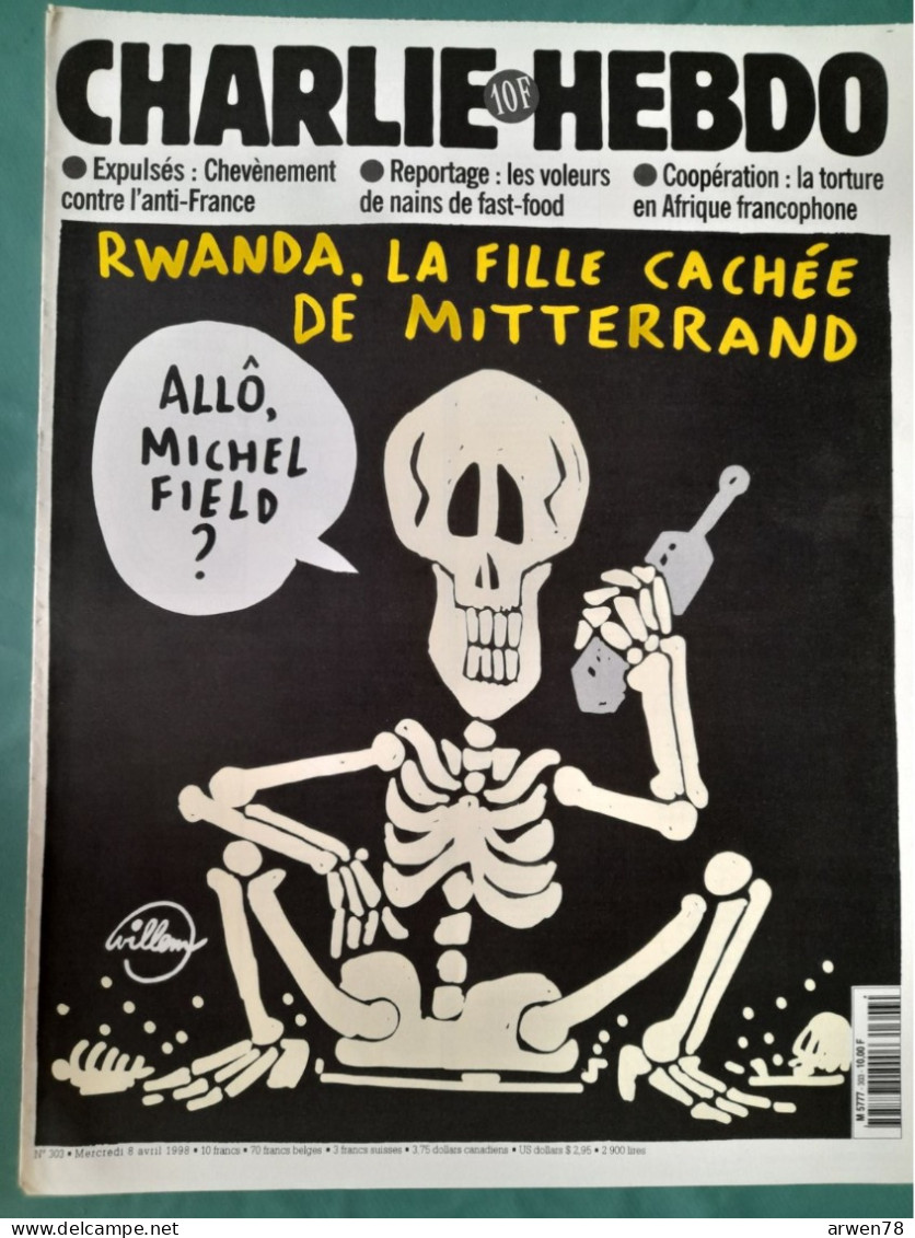CHARLIE HEBDO 1998 N° 303 RWANDA LA FILLE CACHEE DE MITTERRAND MICHEL FIELD - Humor