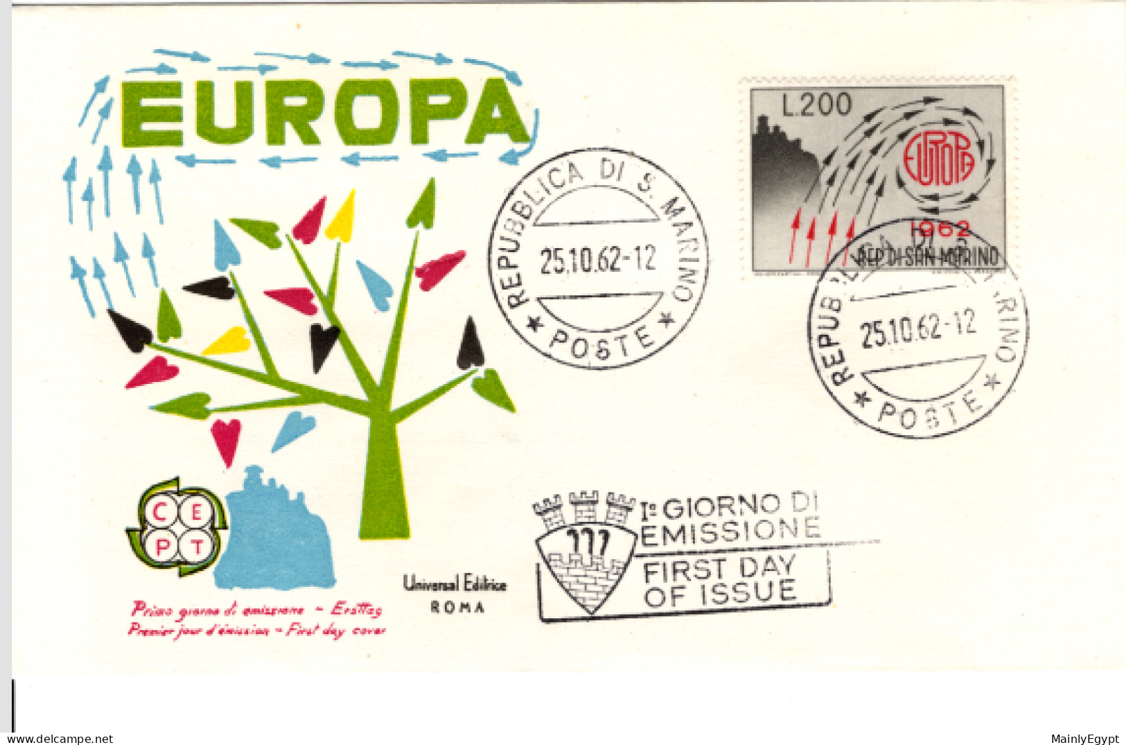 SAN MARINO - 1962, Mi.749 - FDC Europe CEPT  (BB080) - Storia Postale