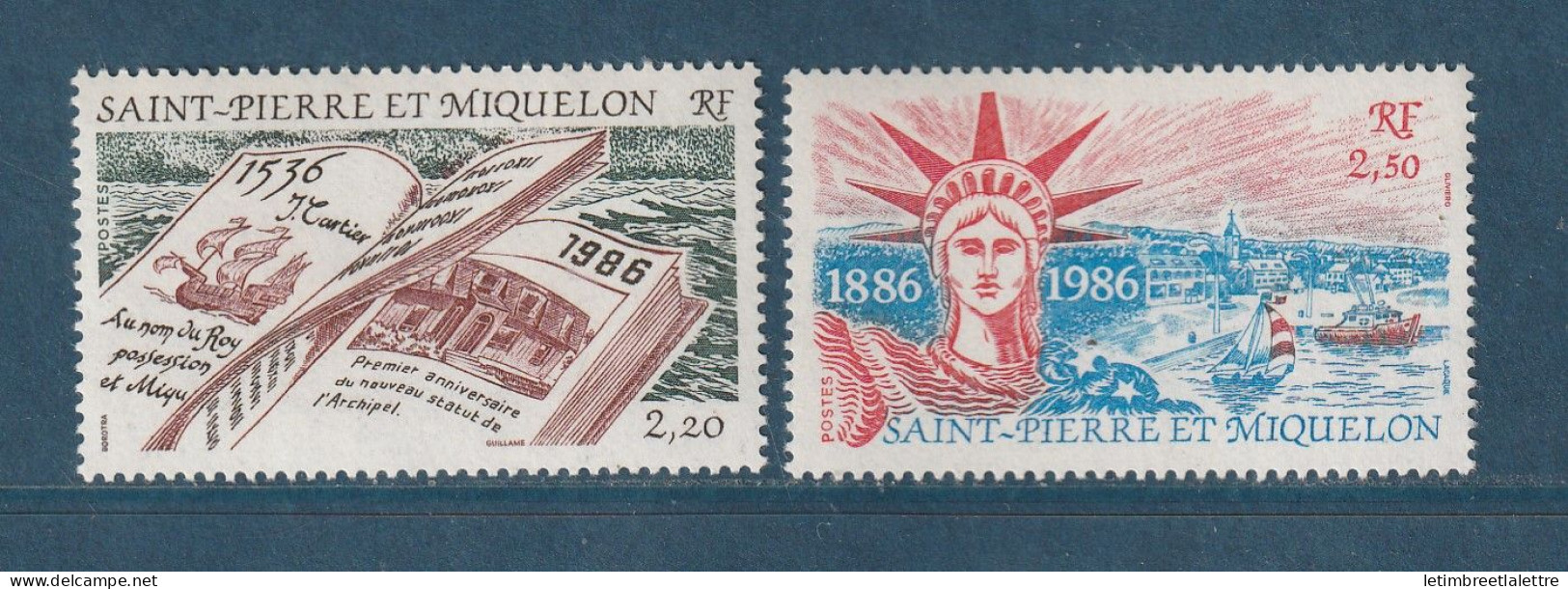 Saint Pierre Et Miquelon - YT N° 470 Et 471 ** - Neuf Sans Charnière - 1986 - Unused Stamps