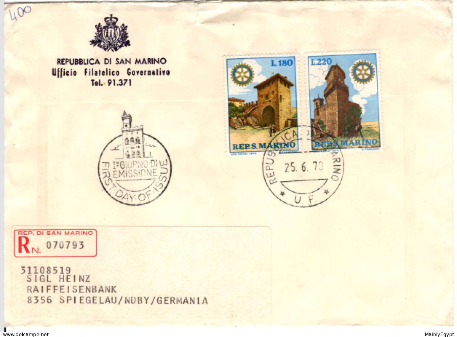 SAN MARINO - 1970, Mi.957-8 - FDC Rotary  (BB083) - Lettres & Documents