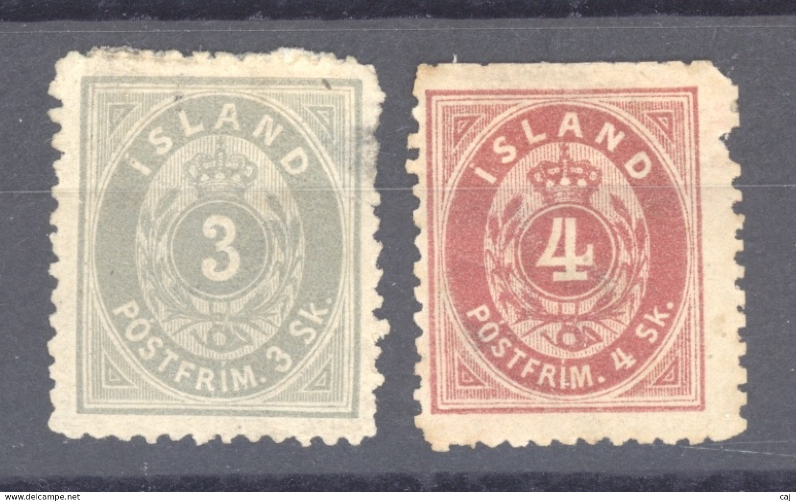 Islande  :  Yv  2B-3B  *  Dentelé 12 1/2 - Unused Stamps