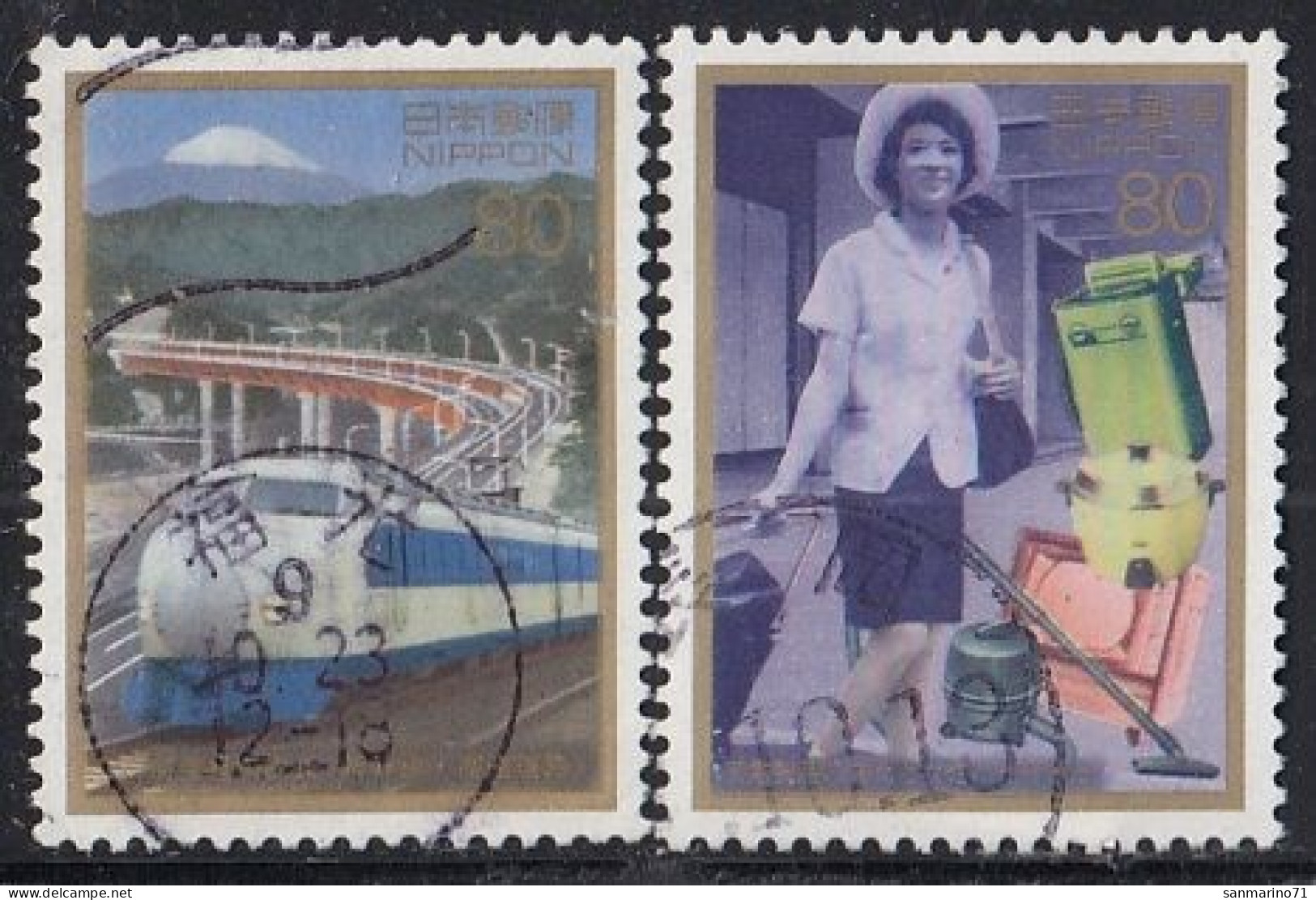 JAPAN 2409-2410,used,trains - Oblitérés